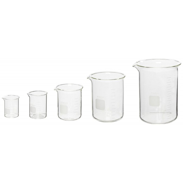 Beaker-Set-5-Piece-Pyrex-Glass-50-100-250-600-1000Ml